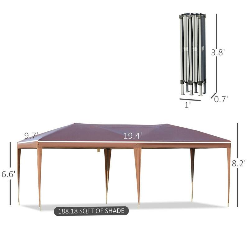 10' x 19.2' Outdoor Gazebo Pop Up Canopy Party Tent with Carrying Bag