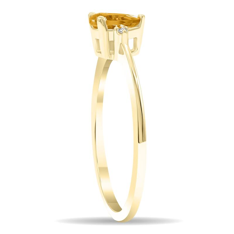 Women's Pear Shaped Citrine and Diamond Classic Band in 10K Yellow Gold