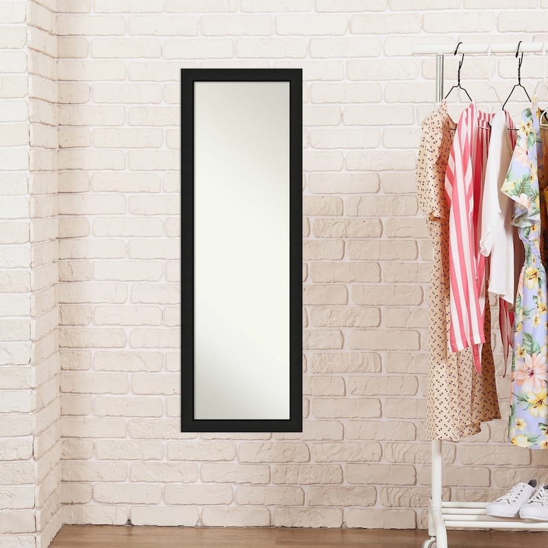Midnight Black Narrow Non-Beveled Wood Framed Full-Length On the Door Mirror - Midnight Black Narrow - Glass Size 14x48