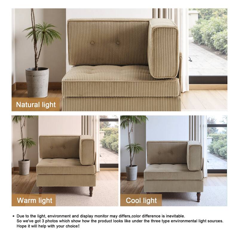 UIXE Corduroy Modular Corner Sofa Lounge Corner Arm Chair