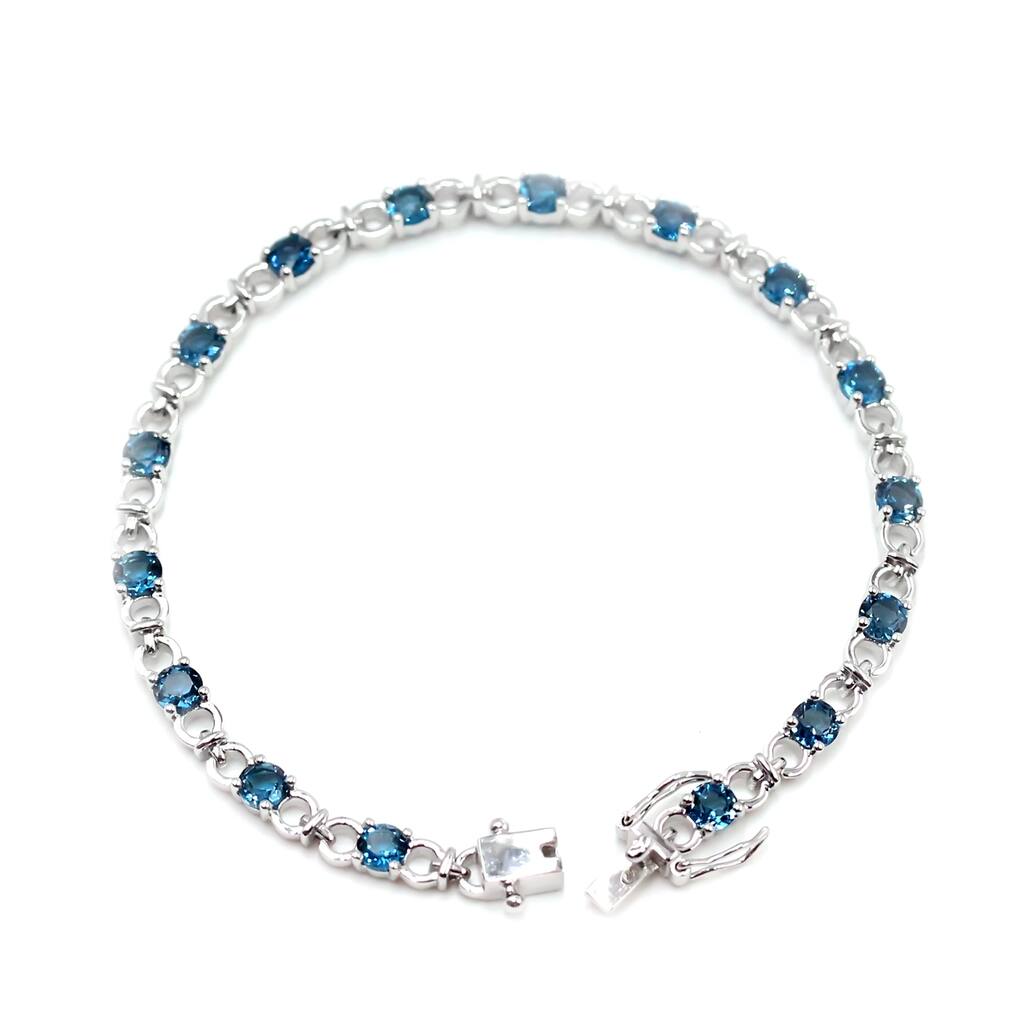 925 Sterling Silver London Blue Topaz Bracelet