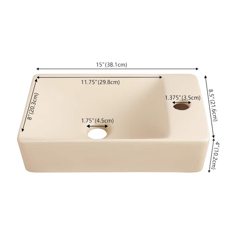 Felix Modern Wall Mounted Rectangular Ceramic Mini Sink, By JONATHAN Y