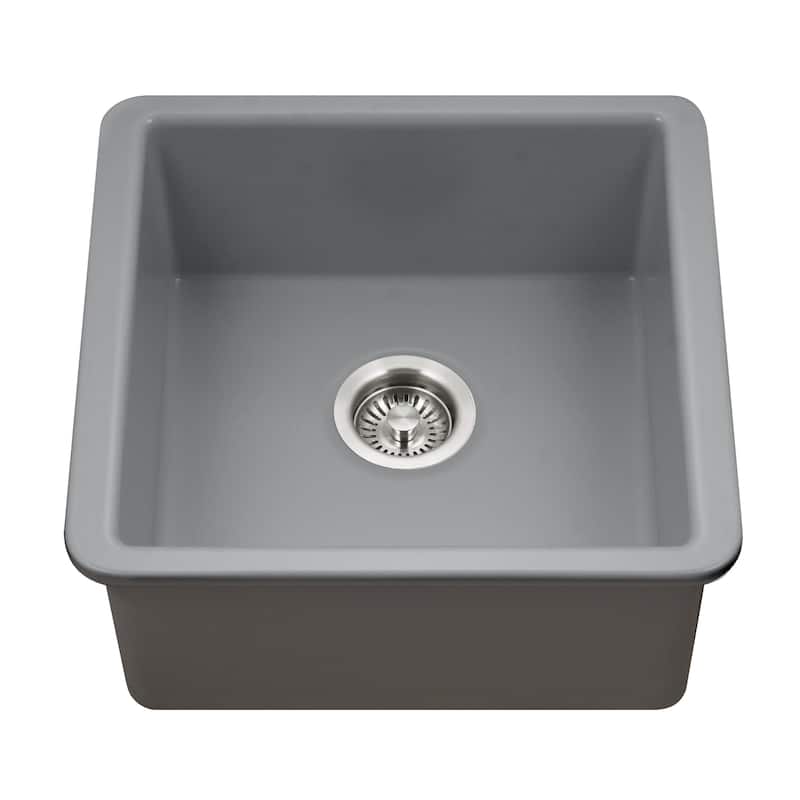 Houzer PTB-2020 Platus 19-1/8" Undermount Single Basin Fireclay Bar - Gray