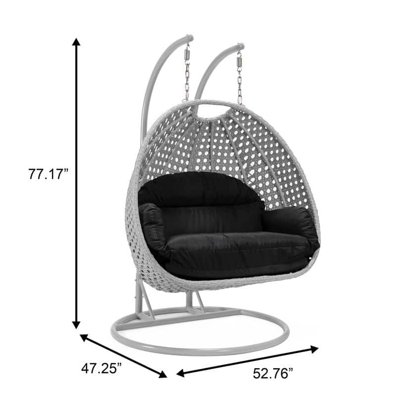 Mendoza 2-Person Hanging Egg Chair with Stand - Handcrafted All-Weather Wicker - Double Patio Swing with UV-Resistant Cushions