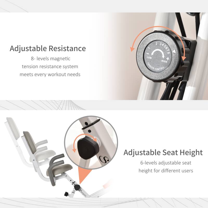 Soozier 2 in 1 Upright Exercise Bike Stationary Foldable Magnetic Recumbent Cycling with Arm Resistance Bands