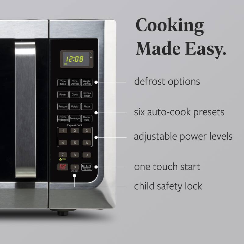 Farberware 1.3 Microwave Oven w LED Light/SENSOR 1100 Watts Stainless