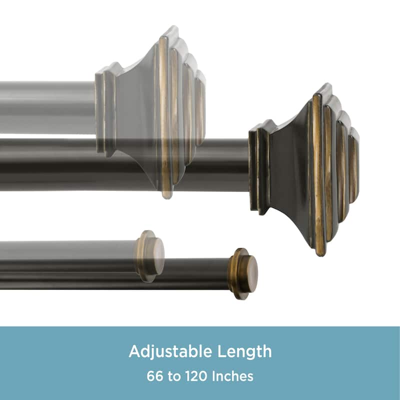 Kenney® Mission 1" Premium Decorative Window Double Curtain Rod, 36-66", Oil Rubbed Bronze