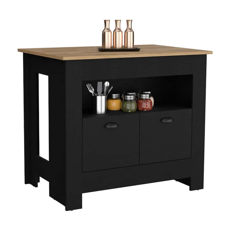 Floyd Kitchen Island 35" H , whit 2 doors, 3 shelves