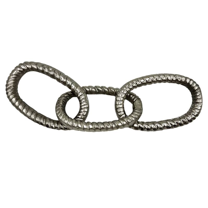 Decorative Handmade Aluminum Modern Chain Sculpture - Size 1( 12 x 3 x 2 in.) - Nickel