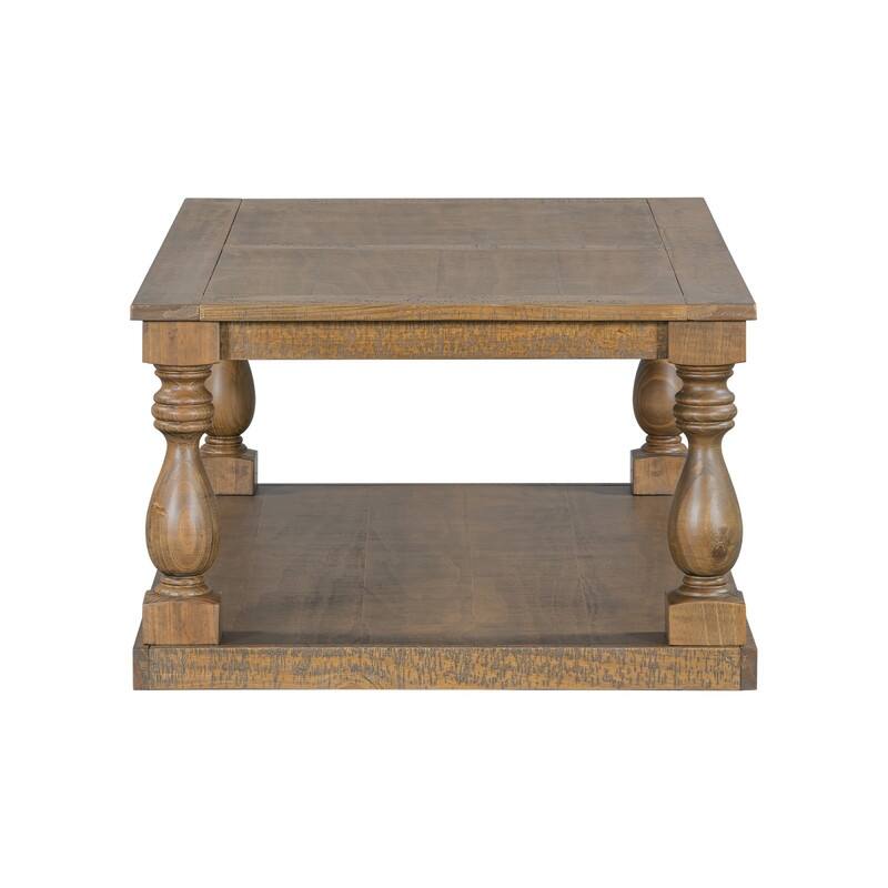 Vintage 45.2" Solid Wood Coffee Table with Open Shelf