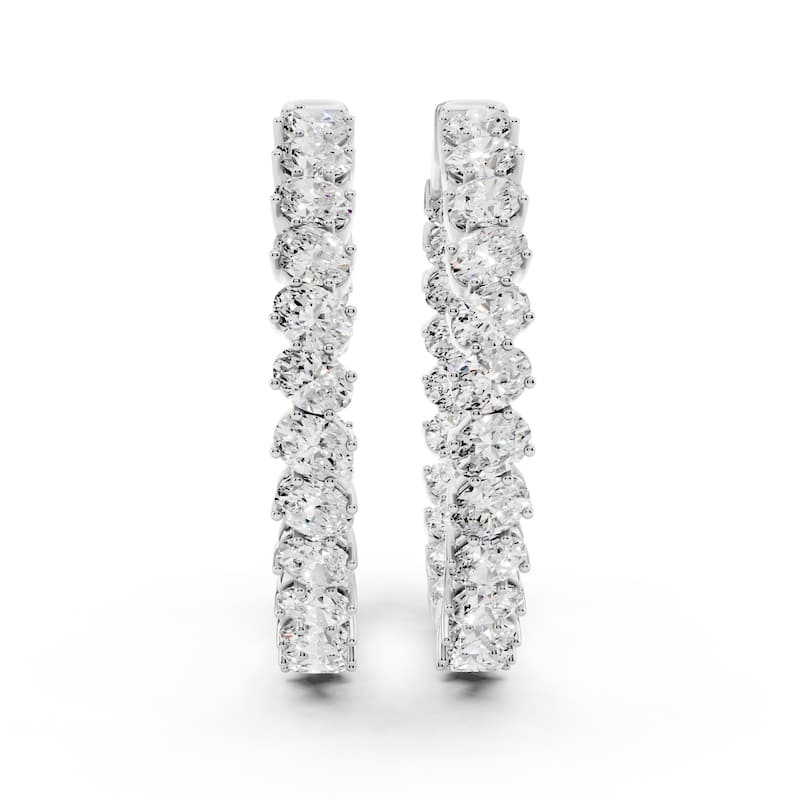 Auriya 14k Gold 4 1/3ctw Oval Hoop Lab Grown Diamond Earrings (F-G VS)