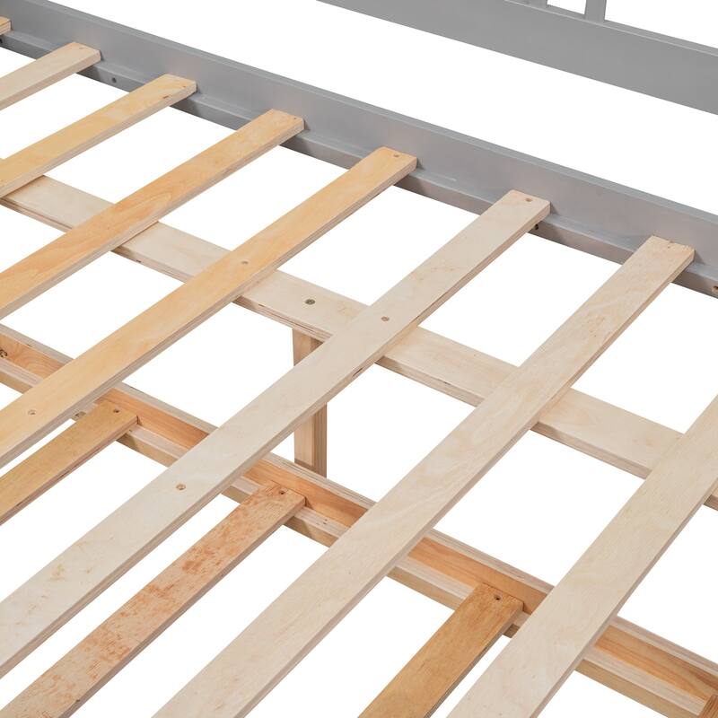 Full Size Wood Daybed with Twin Trundle, Gray