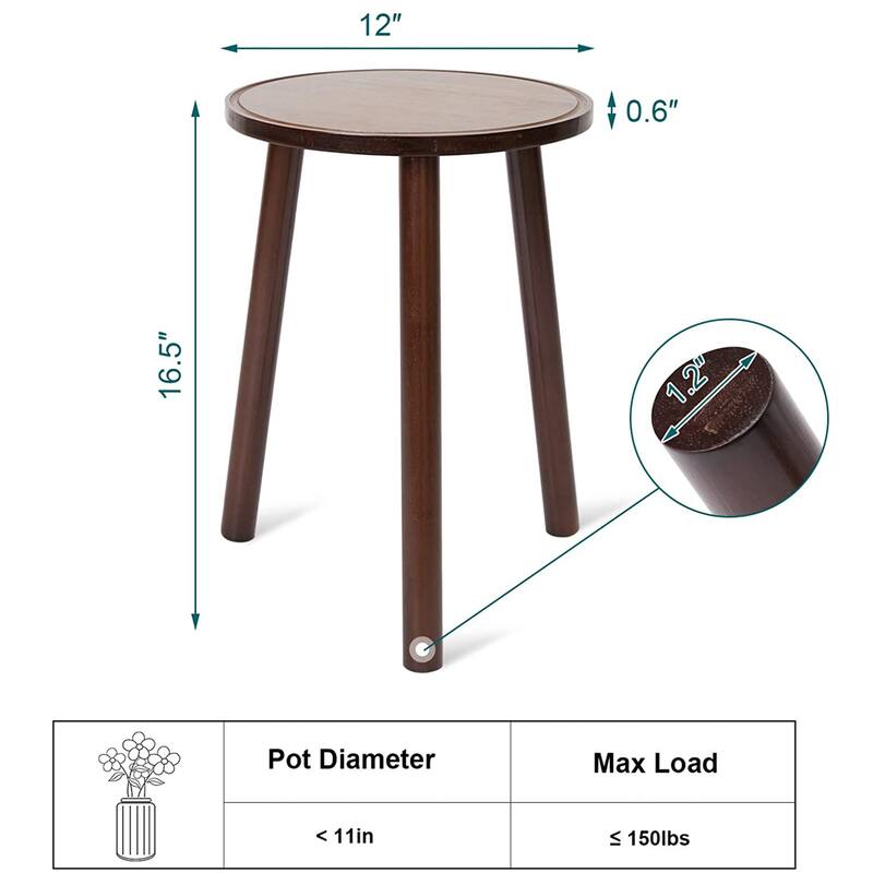 Wood Plant Stand Round Small Side Table Holder (set of 2)