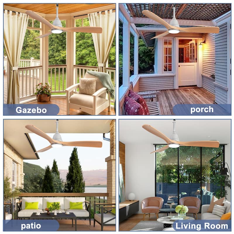 Outdoor Ceiling Fan with Light: Plug-in Hanging Fan, Remote App Control, 3CCT, 6-Speed