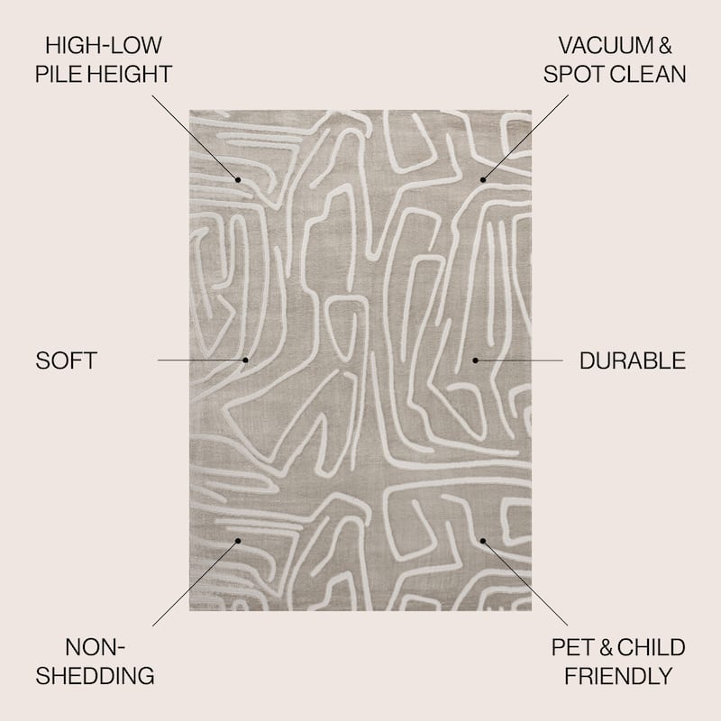 JONATHAN Y Thea Modern Scandinavian Graphic Lines High-Low Area Rug