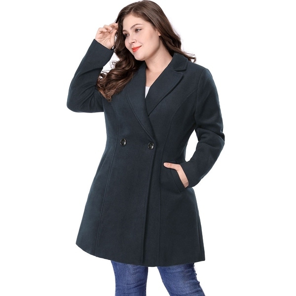 Women's Plus Size Long Sleeve Double-breasted Notched Lapel Coat