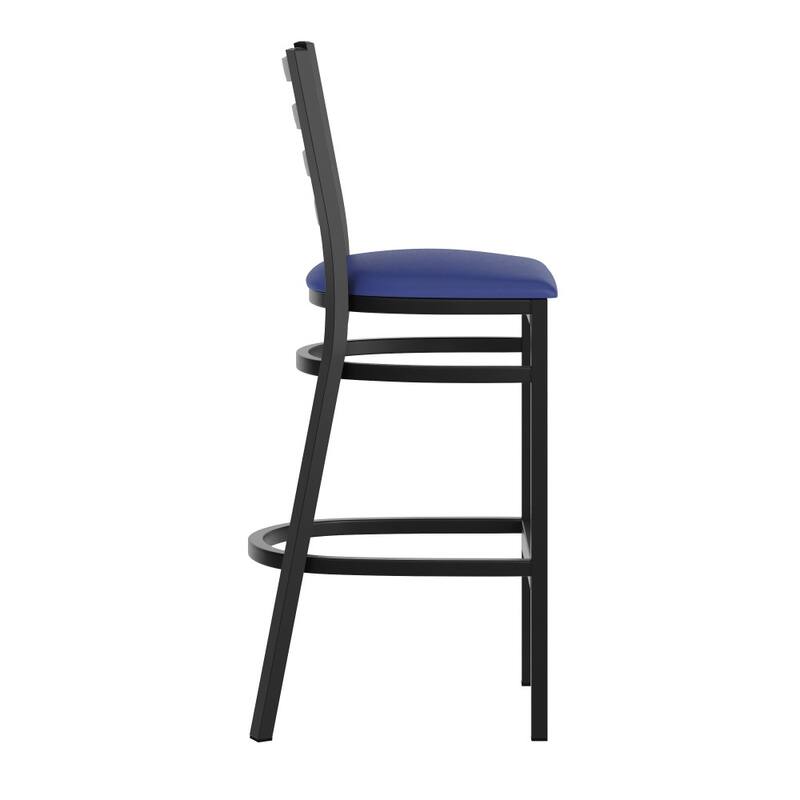 Ladder Back Metal Restaurant Barstool - 17"W x 18"D x 42.25"H