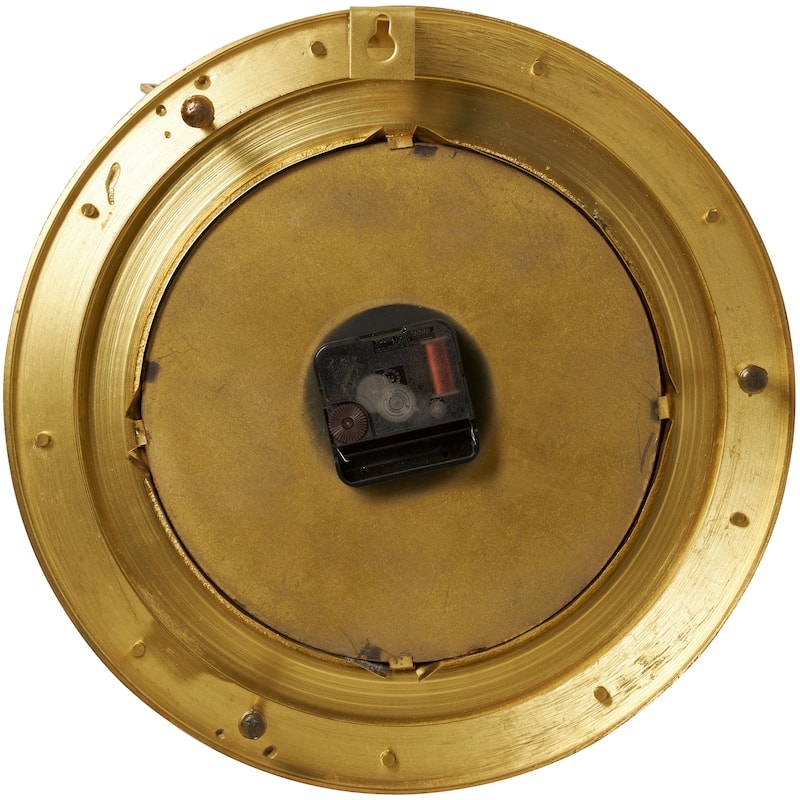 Metal Nautical Small Port Hole Wall Clock - Gold - Roche River Decor - 12"W x 12"L x 3"H