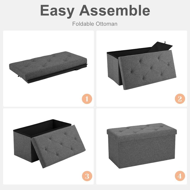 Folding Storage Ottoman Bench, Large End of Bed Storage Foot Rest Stools Ottoman Storage Chest with Padded Seat