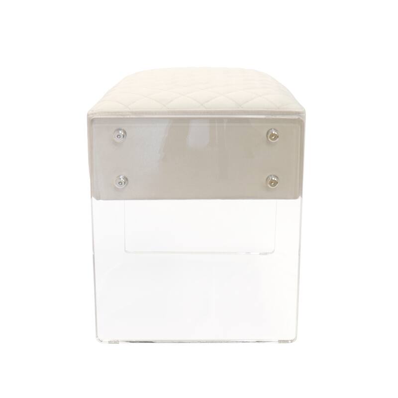 Pasargad Home Tribecca Acrylic & Velvet Stool