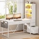 preview thumbnail 33 of 72, L Shaped Computer Desk 5 fabric Drawers Gaming Desk Storage Shelf 31" - White