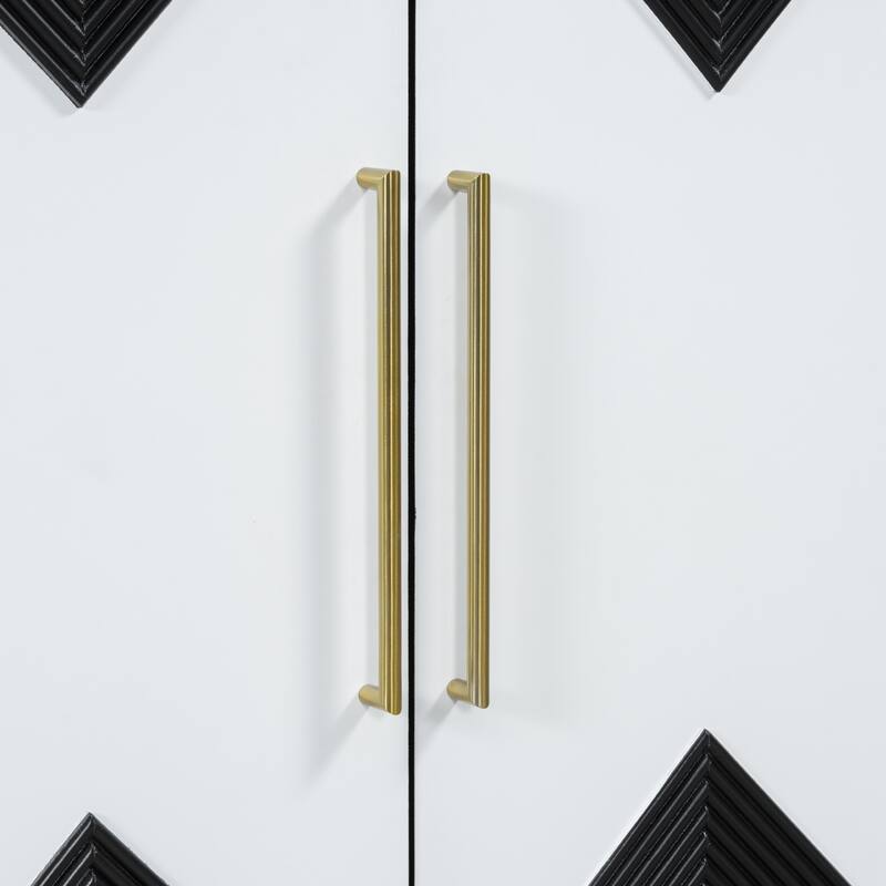 Artsy Contemporary Storage Cabinet with Adjustable Shelves, Two-Tone Design, and Durable MDF Build