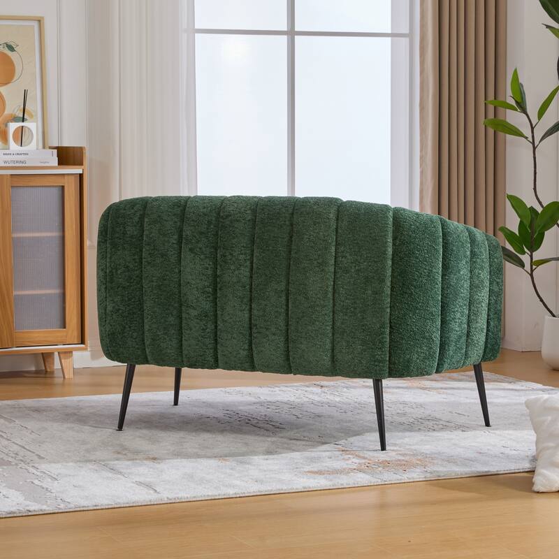 50.1" W Loveseat Sofa,Mid-Century Modern Chenille Sofa with Metal Legs