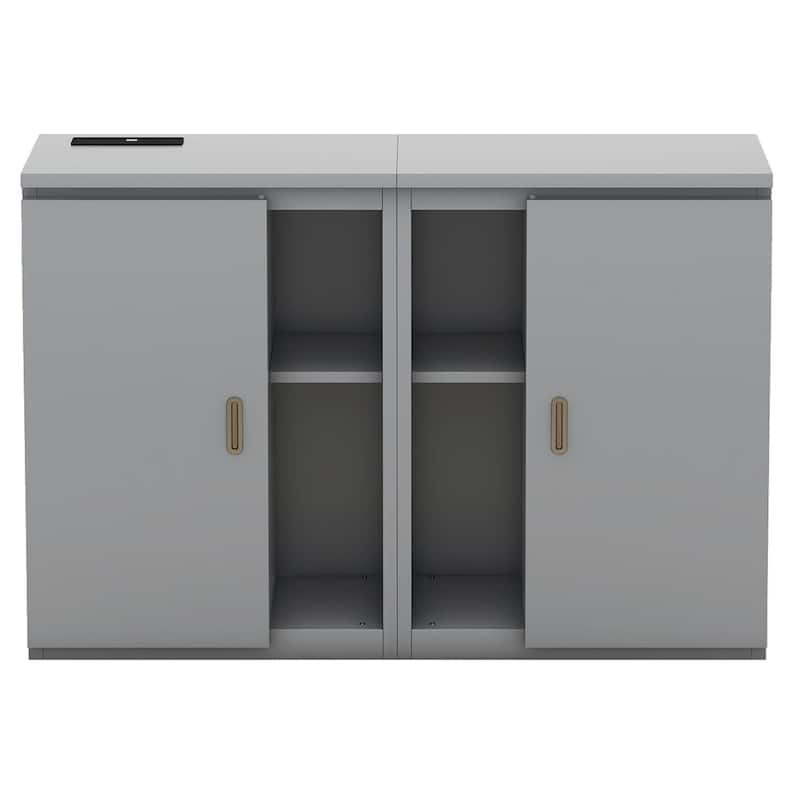 Merax Queen Size Murphy Bed, with Shelves, Cabinets and USB Ports