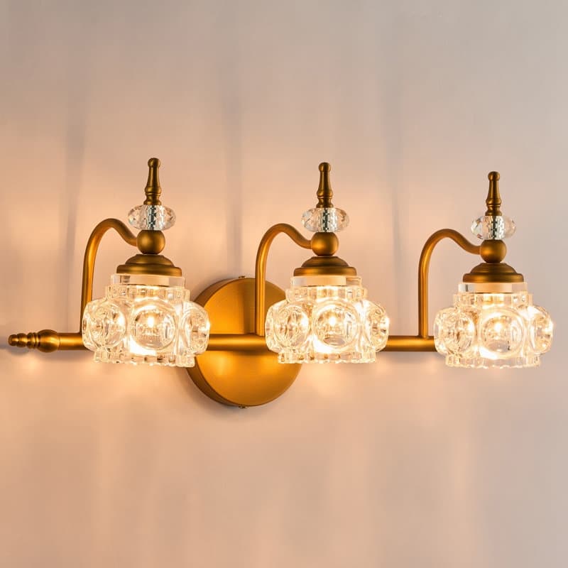 CO-Z 3 Light Vintage Vanity Light with Flower Crystal Glass Shades - 19.7
