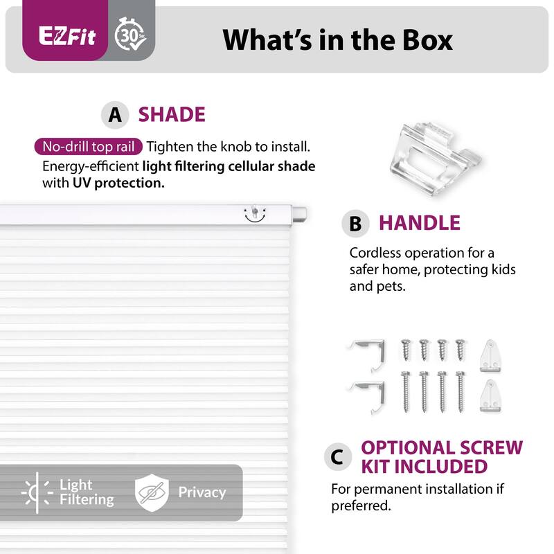 EZ Fit No Tool 1.5" LF Cellular Shade