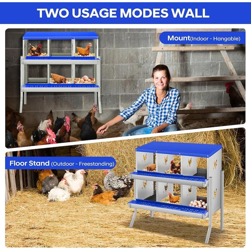 6 Compartment Nesting Box, Chicken Laying Box, with Bracket Legs, Easy to Clean and Install