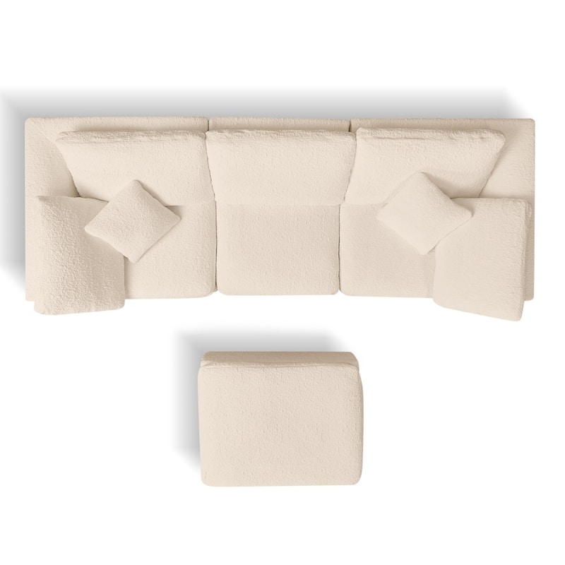 110" Convertible L-Shape 3-Seater Cloud Sectional Sofa with Ottoman