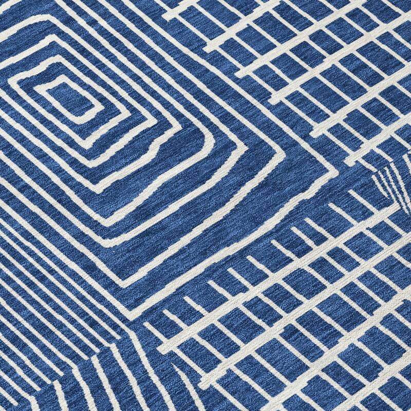 Machine Washable Indoor/ Outdoor Geo Patchwork Chantille Rug