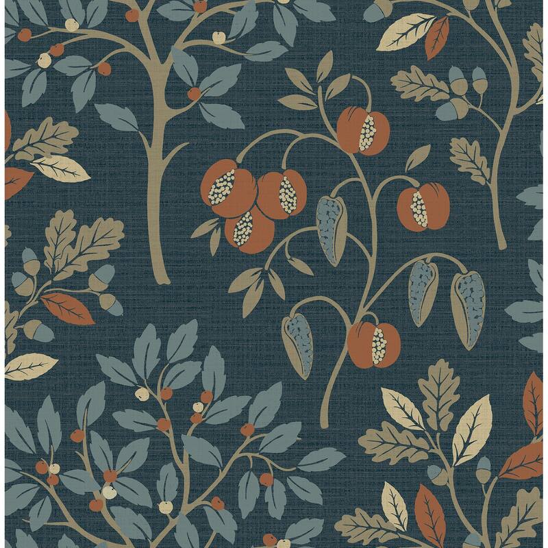 Fine Decor Rowan Navy Autumn Trees Wallpaper