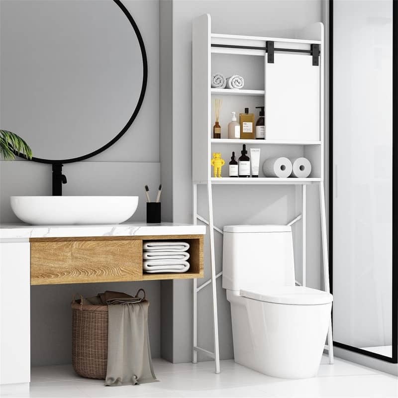 Over The Toilet Storage - 3.9"D x 21.6"W x 39"H - White