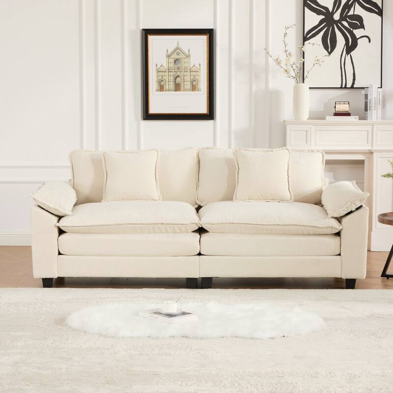 Modern Sectional Couch, for Living Room Bedroom and Apartment, Comfy Double Layer Upholstered Seat Cushion