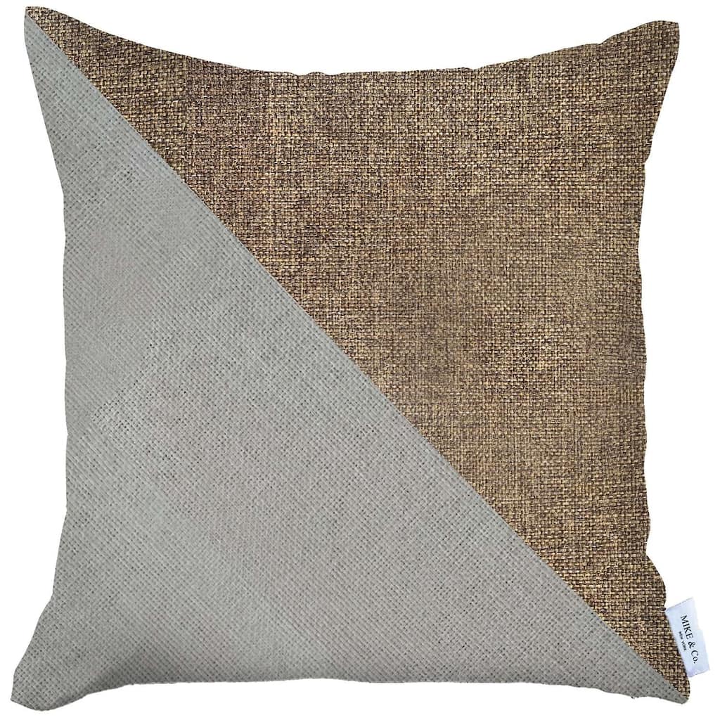 HomeRoots 18" X 18" Ivory And Brown Geometric Zippered Handmade Polyester Throw Pillow Cover