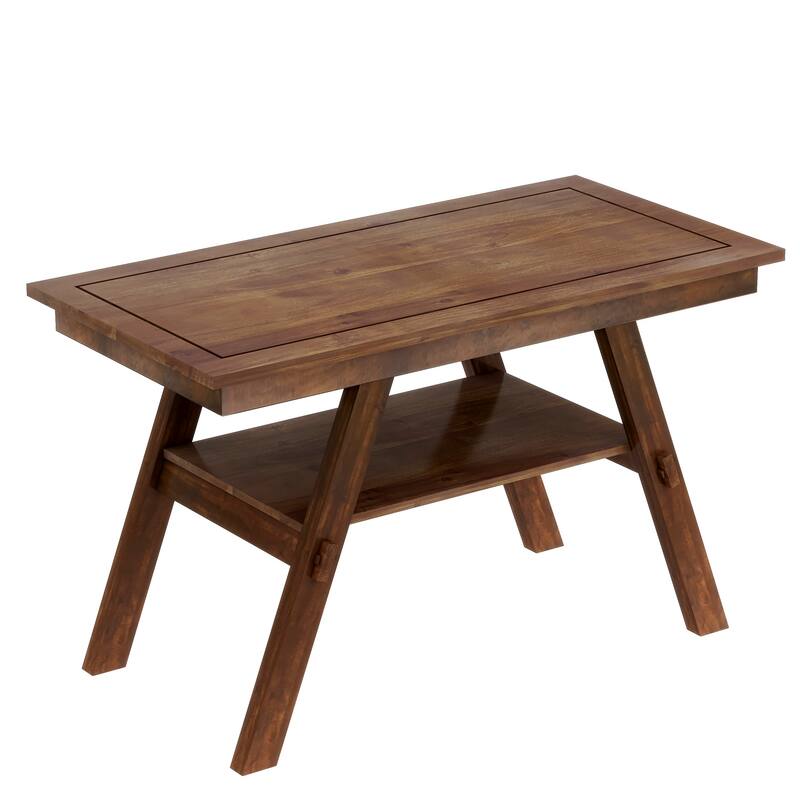 6-Piece Rustic Dining Set with Storage Shelf, Bench & 4 Chairs
