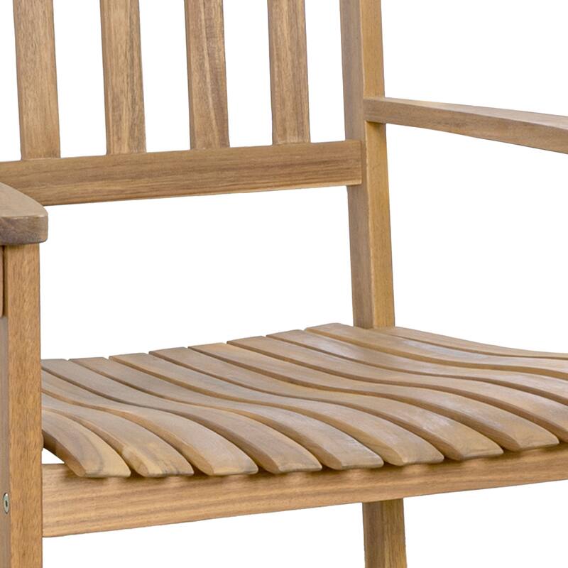 Parker Farmhouse Classic Slat-Back 350-LBS Support Acacia Wood Outdoor Rocking Chair, by JONATHAN Y
