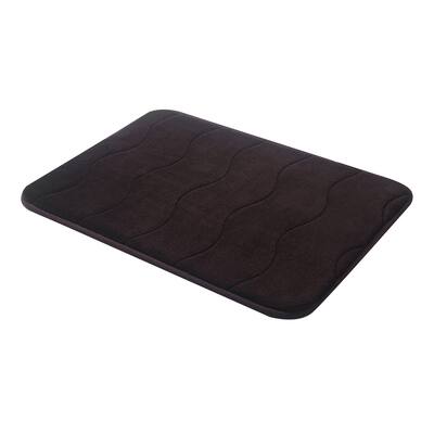 Black Wave Stitched Velvet Memory Foam Bath Runner 24"x60" Fast Drying Non Slip
