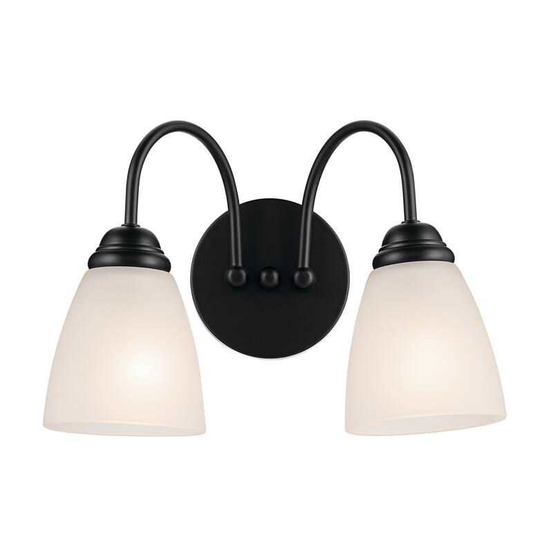 Kichler Lighting Jolie 2-Light Vanity Light with Satin Etched Glass in Black