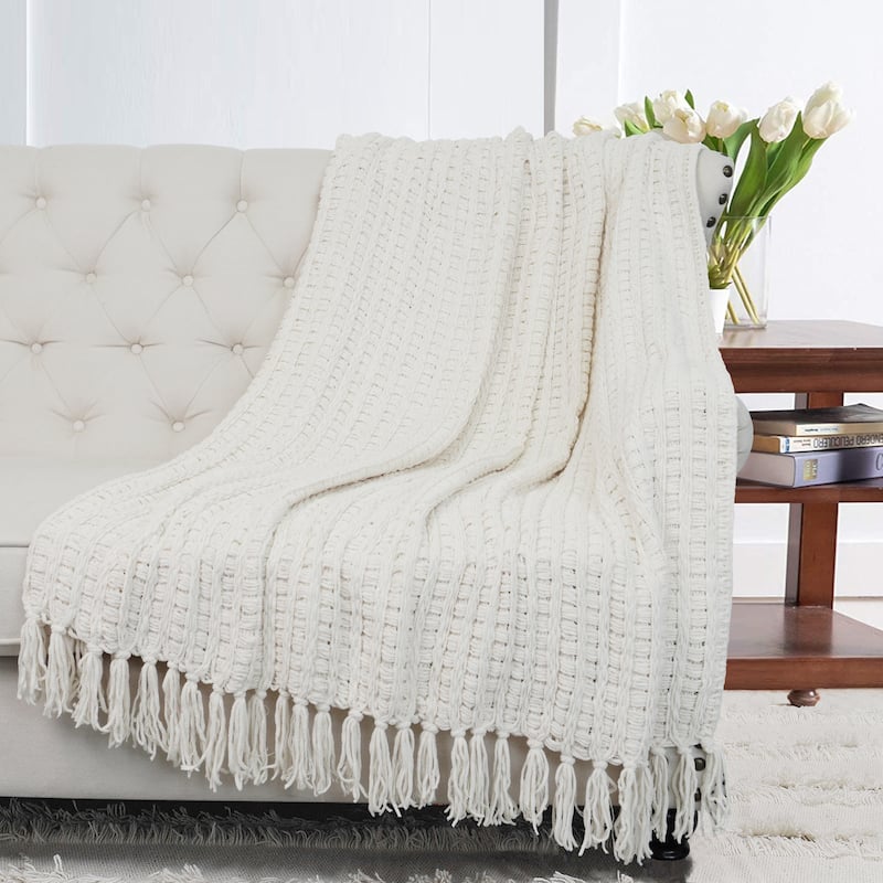 Space Yarn Solid Color Knitted Throw Blanket - 60" x 80" - String