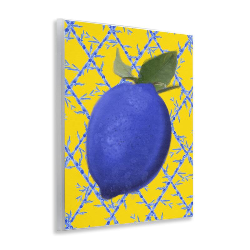 Stupell Blue Lemon over Yellow Wall Plaque Art Design By Matthew Piotrowicz