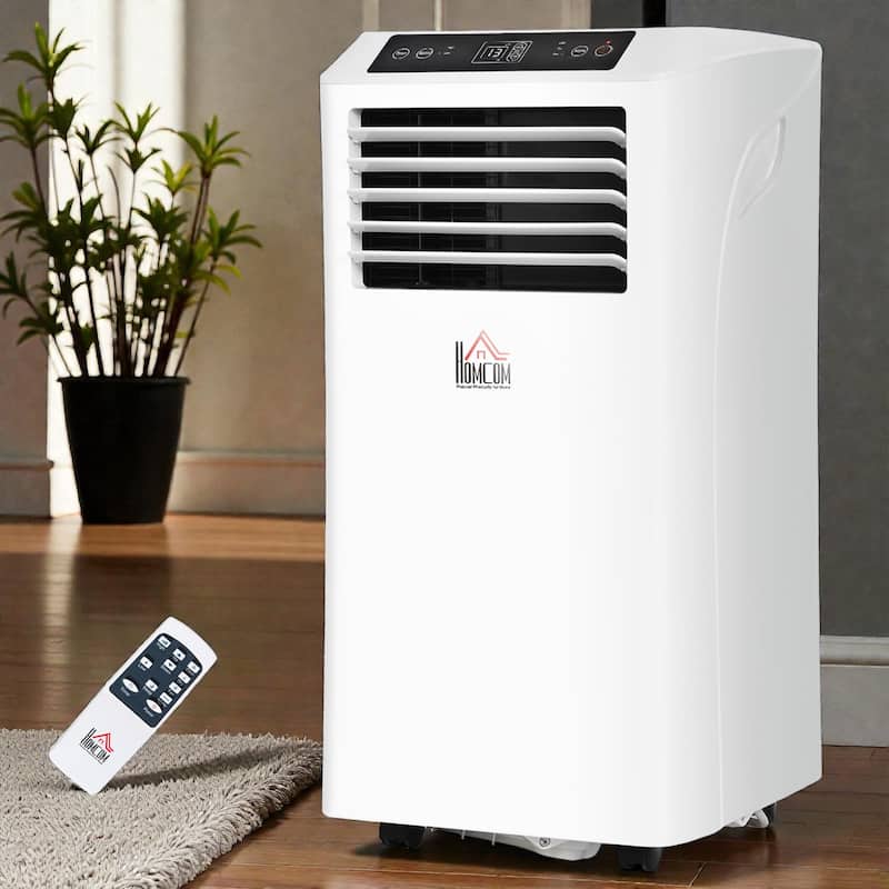 8000 BTU Portable Air Conditioner with Dehumidifier and Fan. Remote Control. 24 Hour Timer. For Rooms up to 344 Sq Ft - White