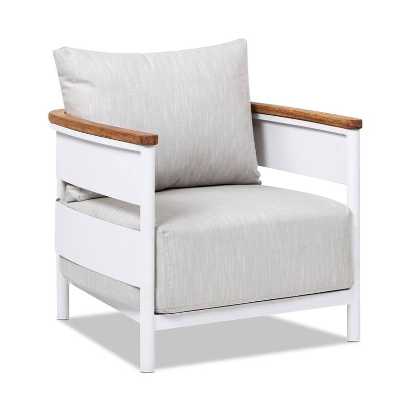 Rhodes Upholstered Teak & Aluminum Outdoor Patio Conversation Set