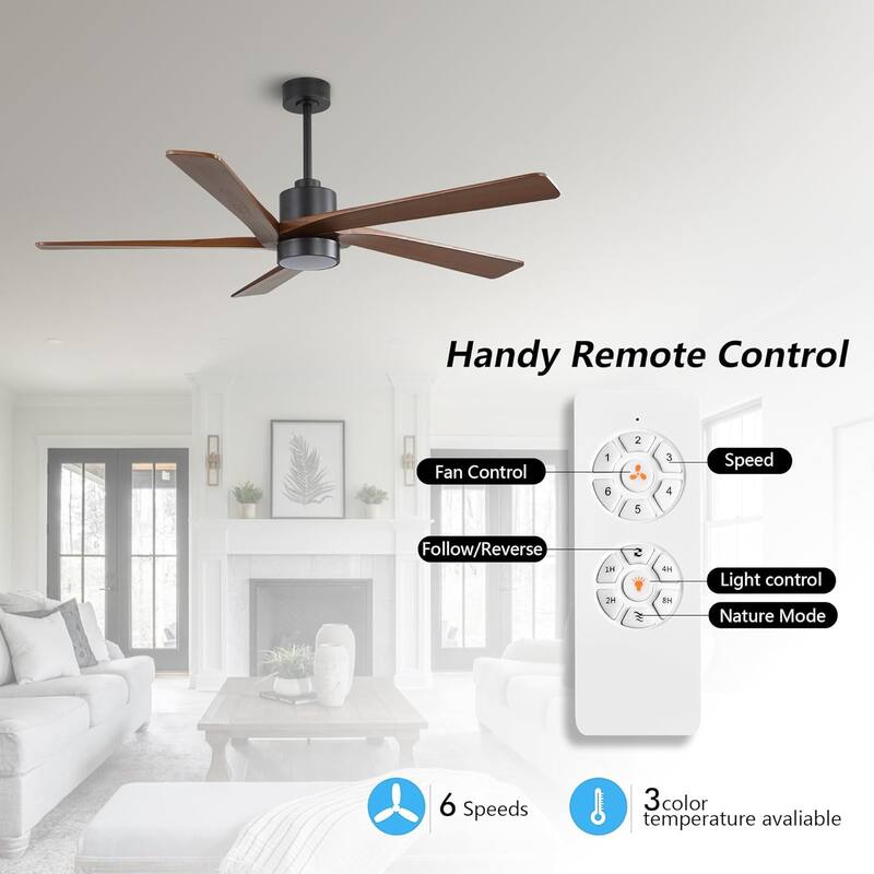 72" Matte Black Aero Blade Ceiling Fan with LED Light and Remote - Matte Black - 72"D x 72"W x 21"H