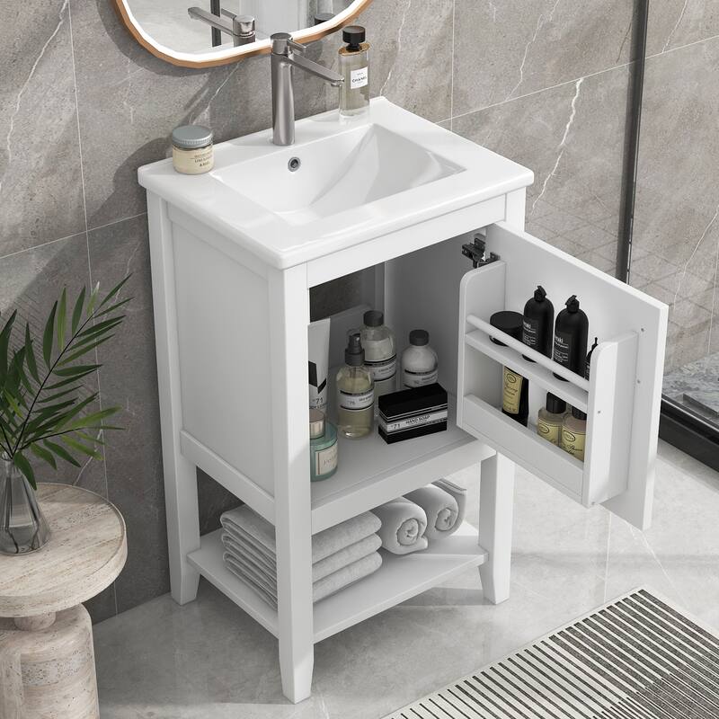 GDFStudio - Ethan Caldwell Compact Freestanding Bathroom Vanity with Smart Storage - 20" - White