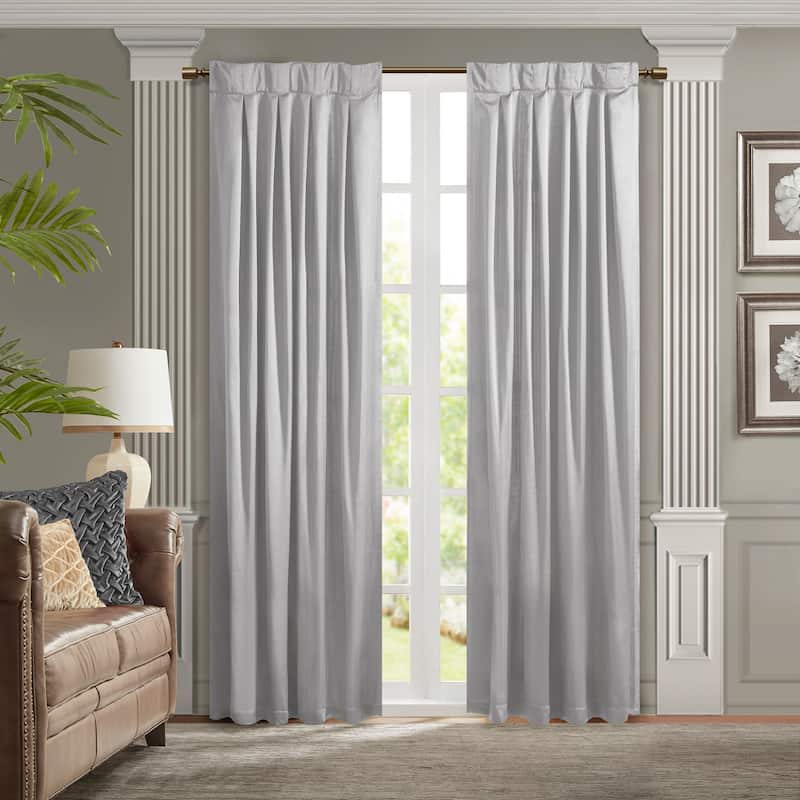 Pleat Curtain Panel with Tieback - Silver