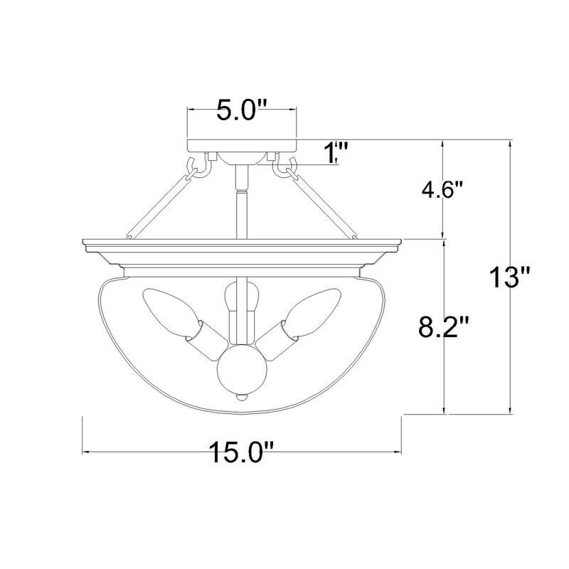 Latona Semi Flush Mount Ceiling Light Chrome Polished and Clear Glass Finish 3-Light - N/A
