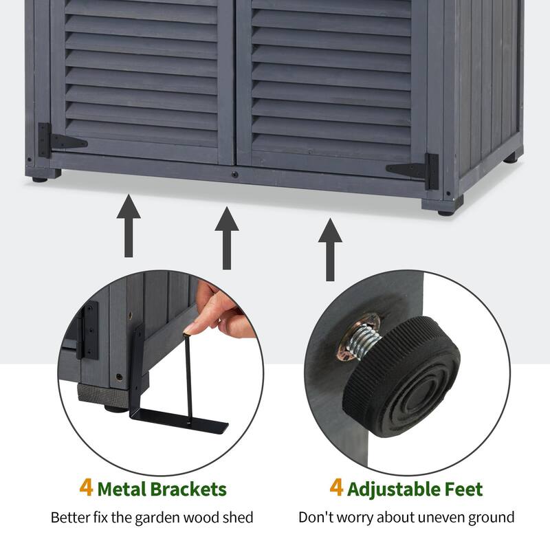 MCombo Outdoor Storage Cabinet Shed, Shuttered Doors with Lock, Wooden 0709 / 0808 / 1900
